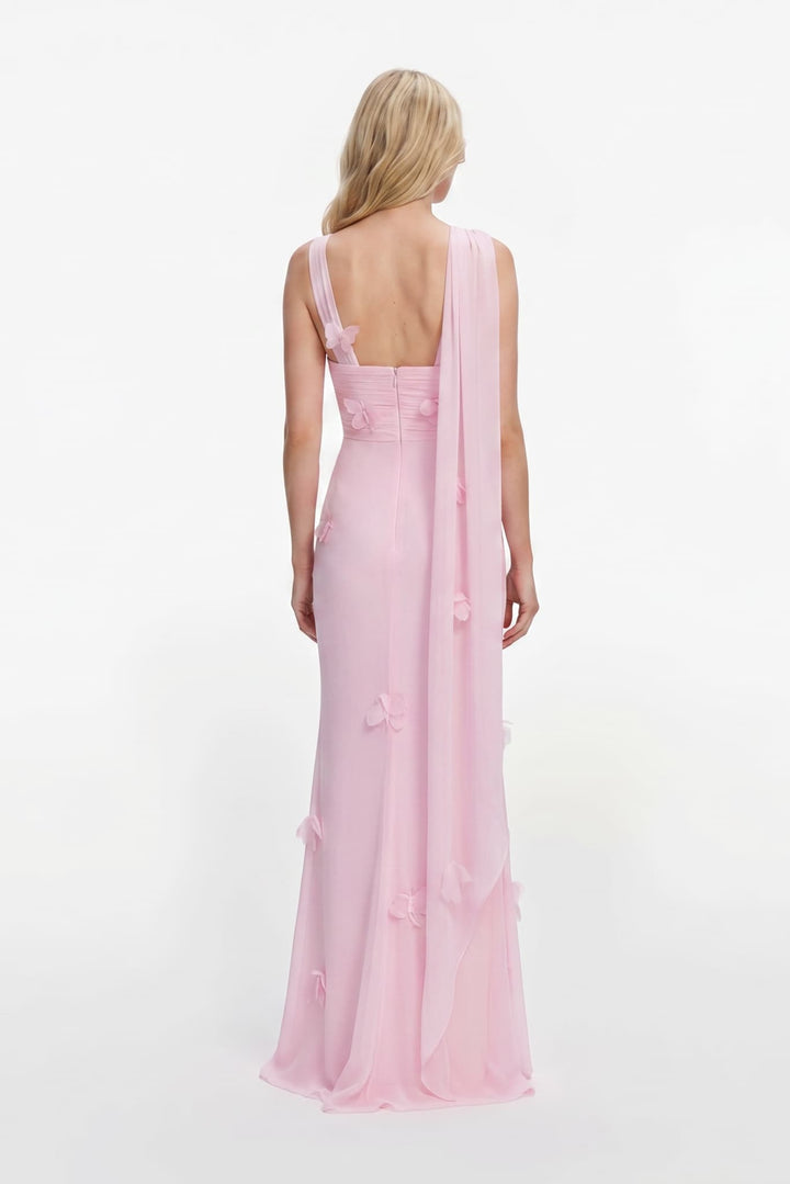 Flower Design Shawl Maxi Dress