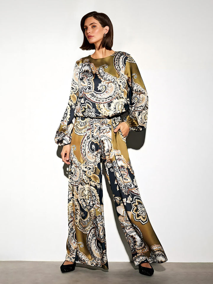 Exquisite Paisley Print Bubble Hem Blouse