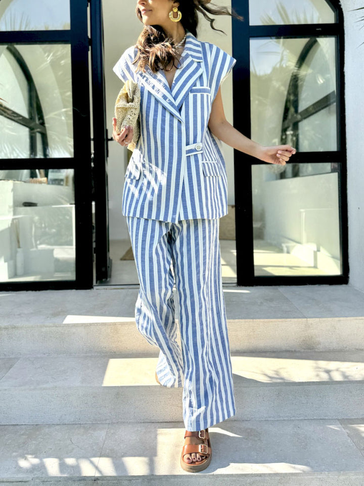 Exquisite Classic Stripe Print Casual Pants