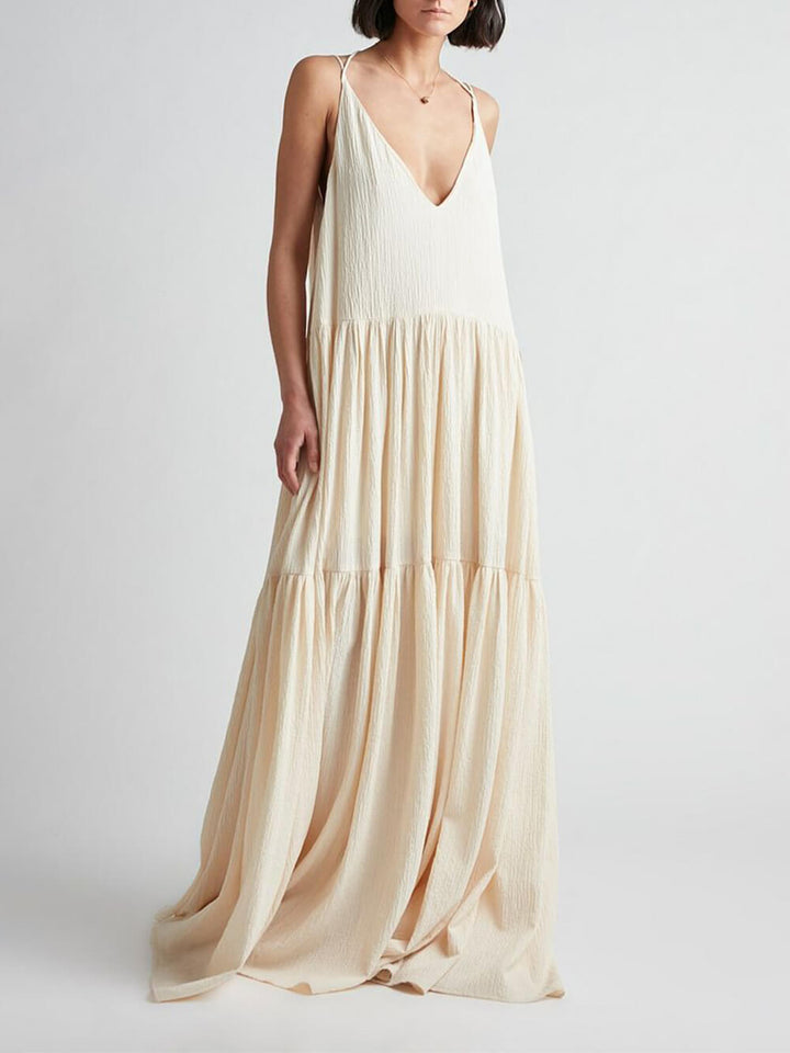 Elegant Resort djup V-ringad Strappy Maxiklänning