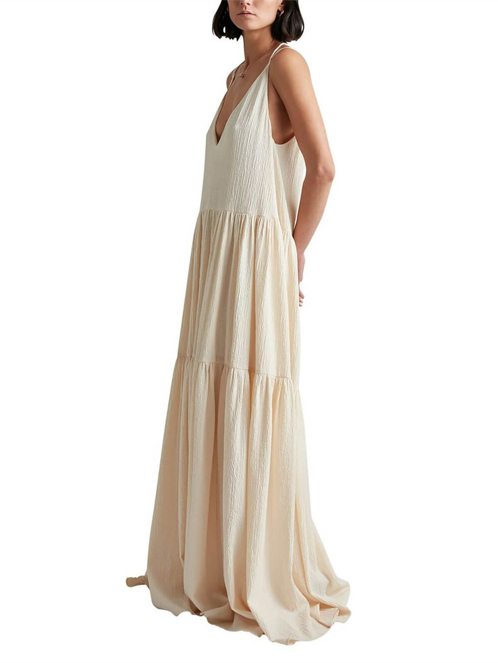 Elegant Resort djup V-ringad Strappy Maxiklänning
