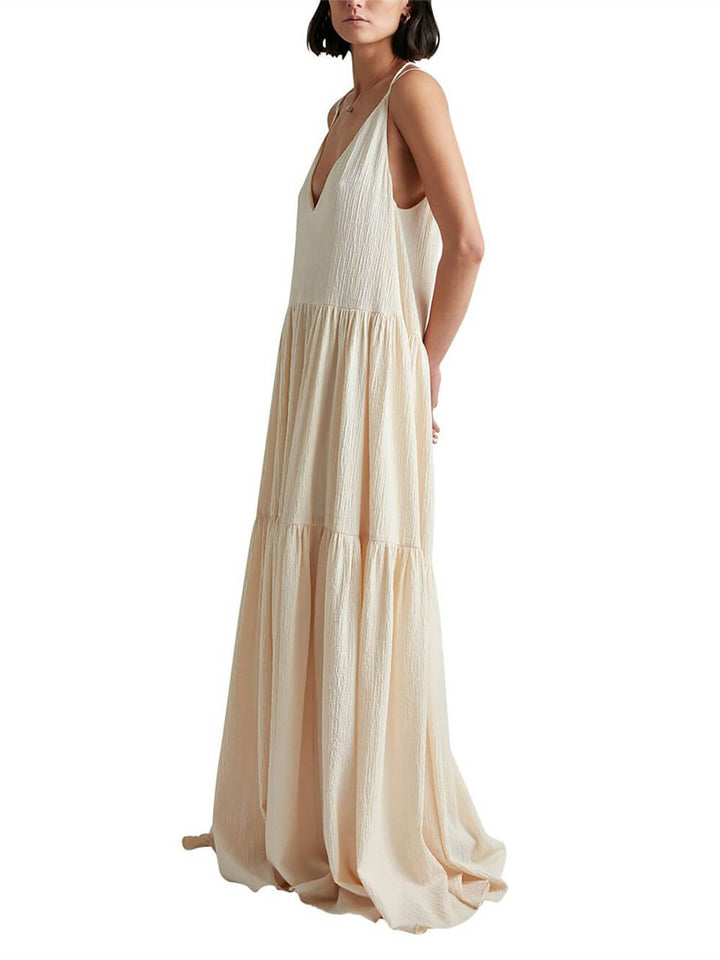 Elegant Resort djup V-ringad Strappy Maxiklänning
