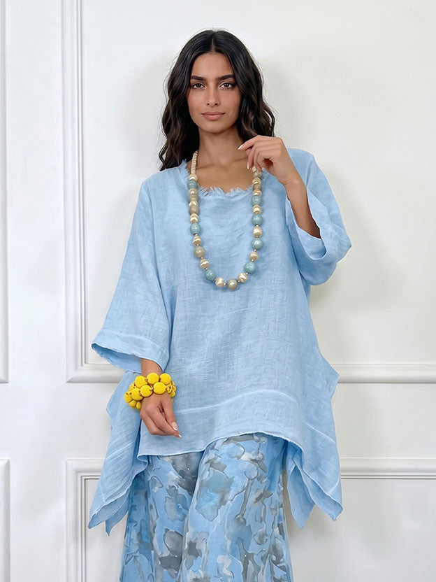 Casual Asymmetrical Top & Printed Wide Leg Pants Set