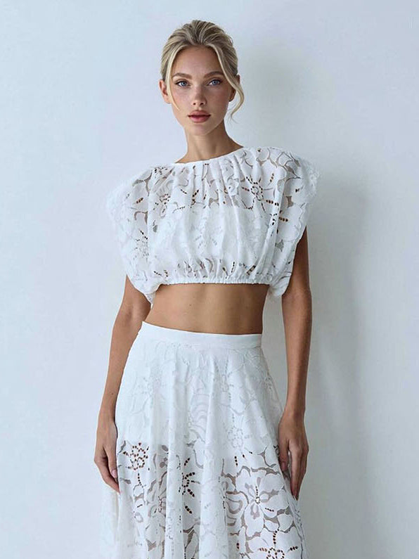 Elegant Lace Midi Skirt