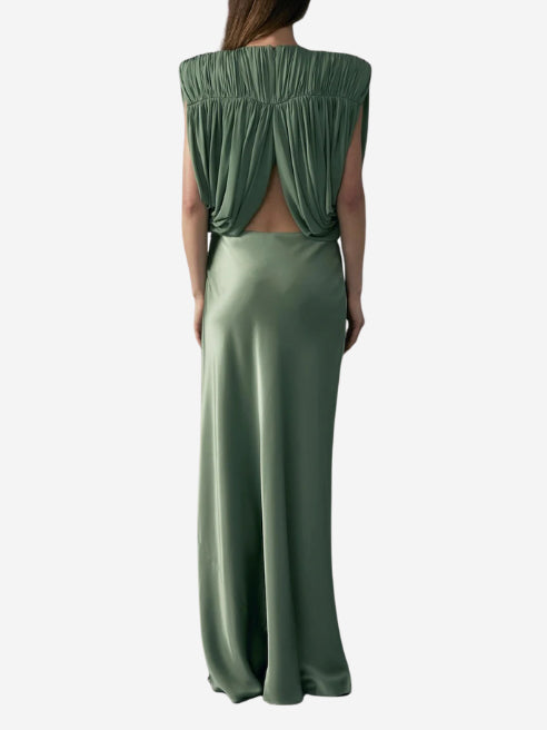 Elegant Ruched Crop Top & Satin Midi Skirt Set