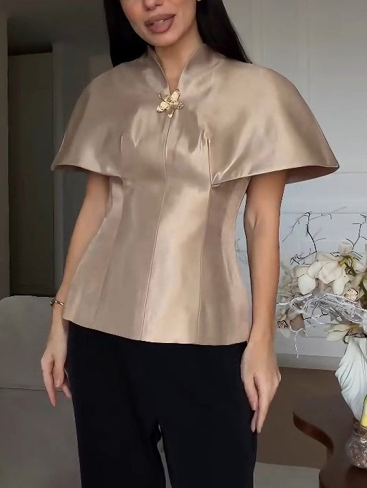 Exquisite Turtleneck Shawl Top