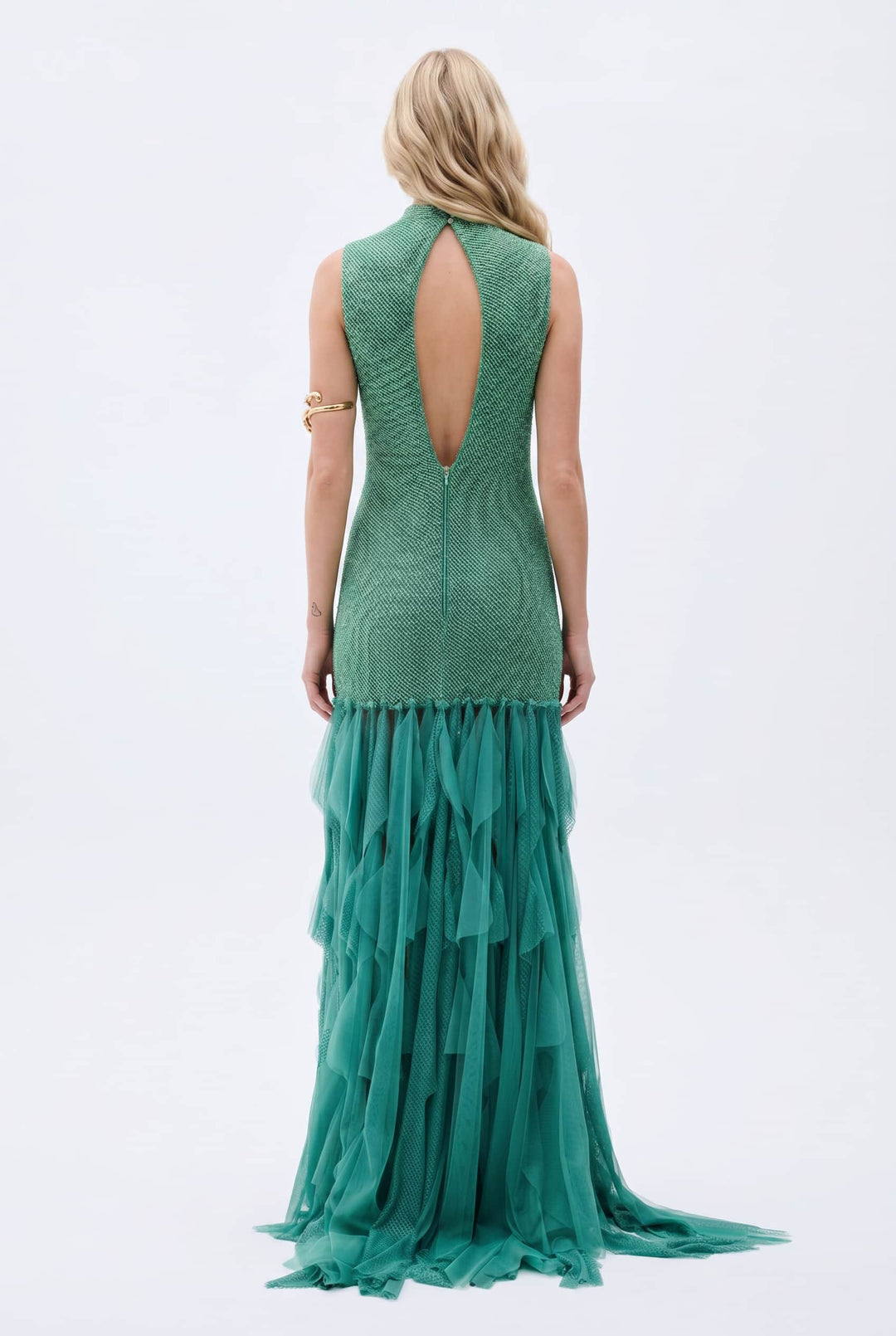 Tassel Design Sparkling Backless Maxi Dress