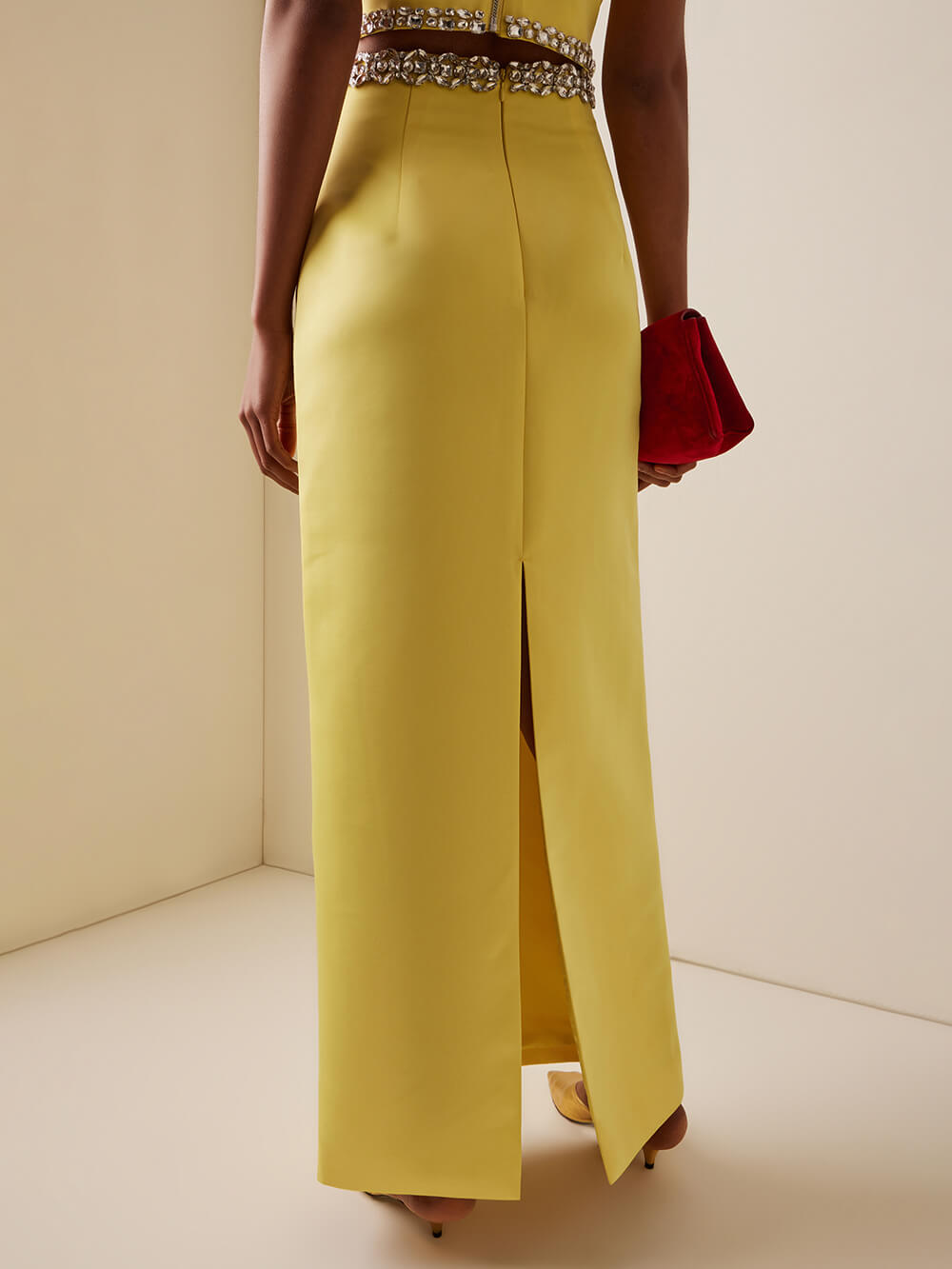 Beautiful Embellished Satin Maxi Skirt