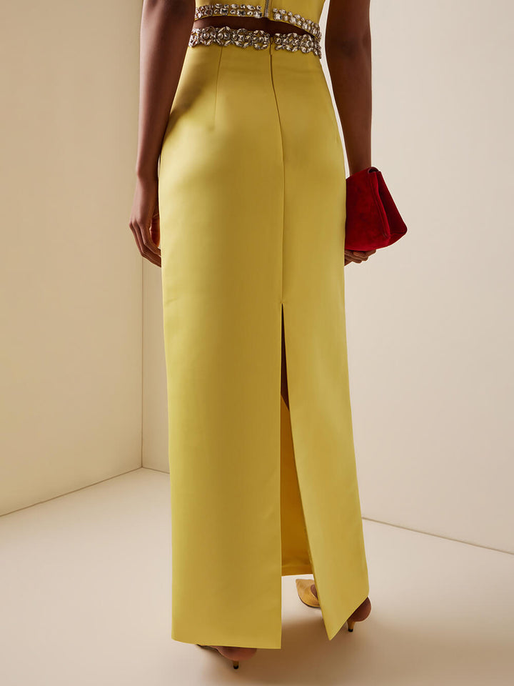 Beautiful Embellished Satin Maxi Skirt