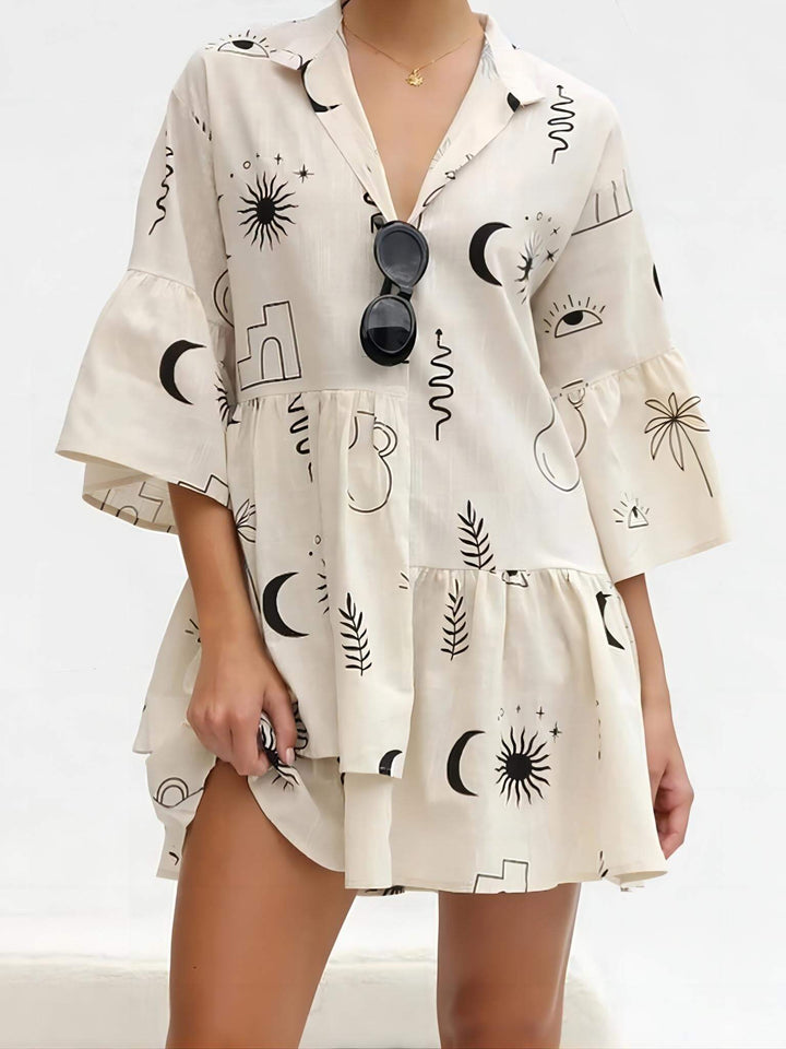 Robe courte chemise ample de style ethnique