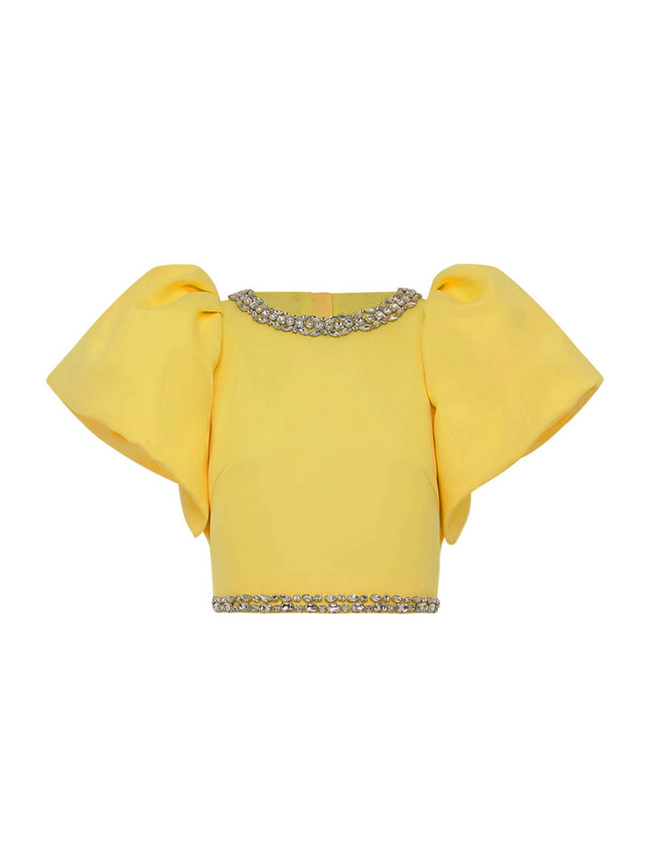 Beautiful Embellished Satin Crop Top