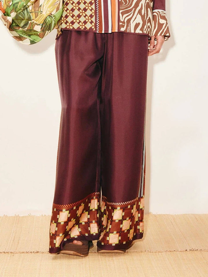 Unique Paisley Color-Block Satin Shirt