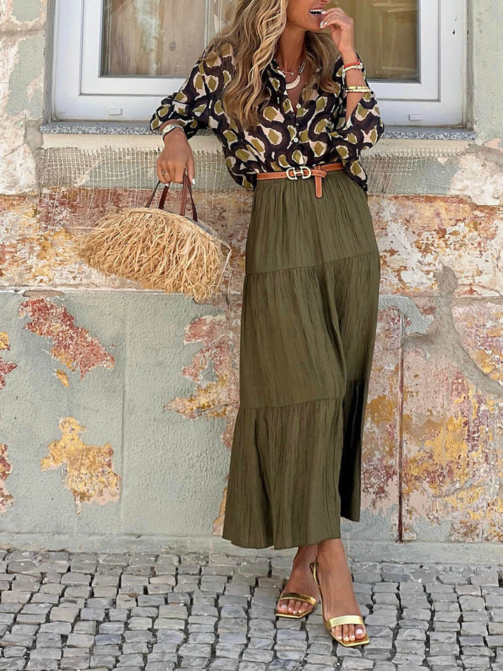Fashion Casual Ruched Elastic Waist Skirt