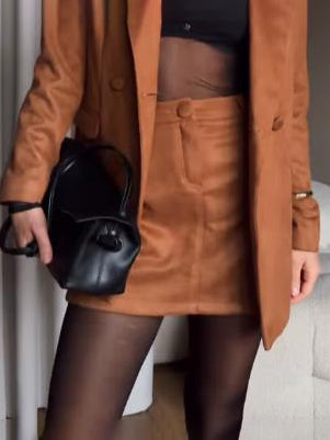 Casual Suede Midi Skirt
