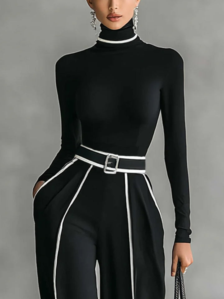 Elegant High Neck Slim Fit Long Sleeve Top