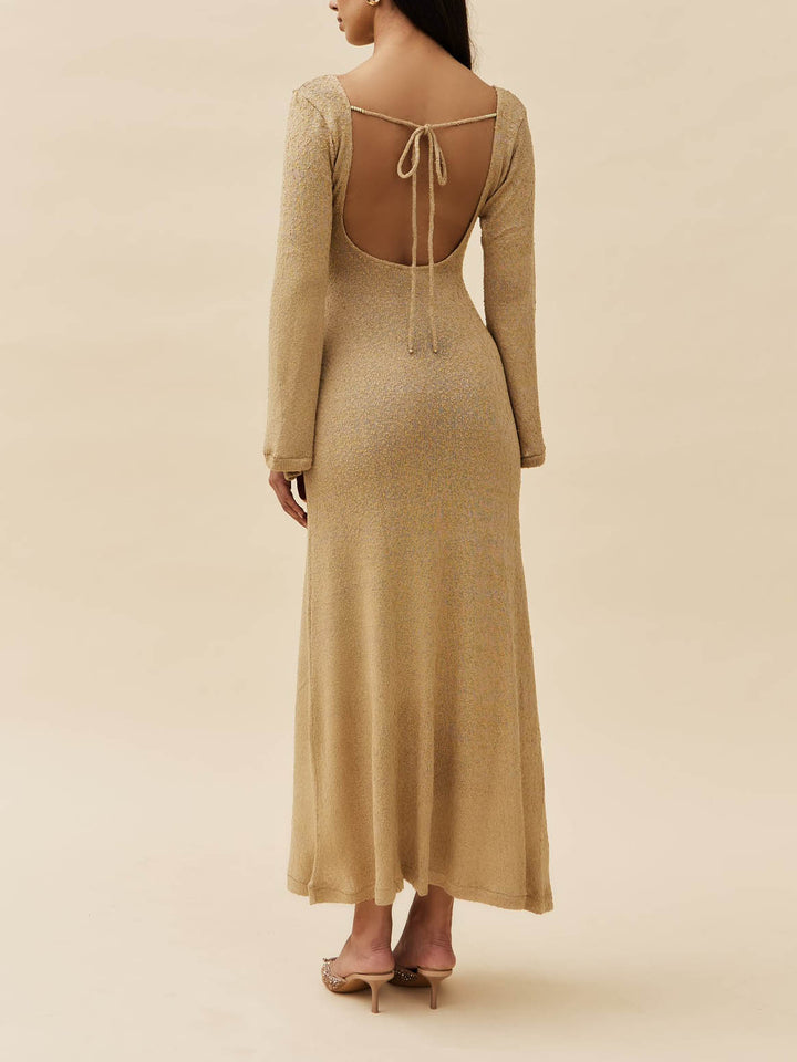 Casual Knit Keyhole Cutout Maxi Dress