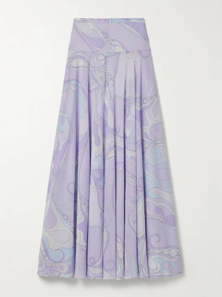 Unique Ethnic Print High-Waist Maxi Skirt