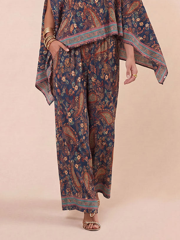 Bohemian Paisley Off Shoulder Cape Sleeve Top
