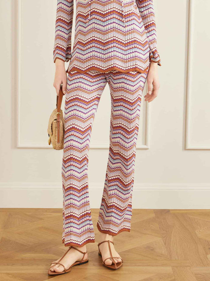 Casual Zigzag Stripe Knit Two-Piece Set