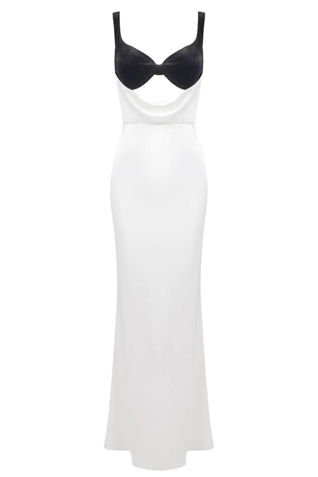 Elegant Colorblock Draped Bustier Maxi Dress