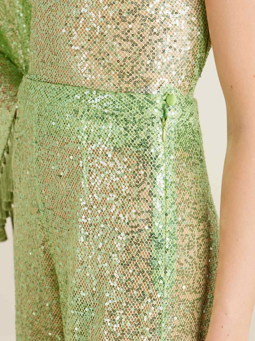 Elegant One-Shoulder Sequin Tassel Top & Flared Pants Two-Piece Set