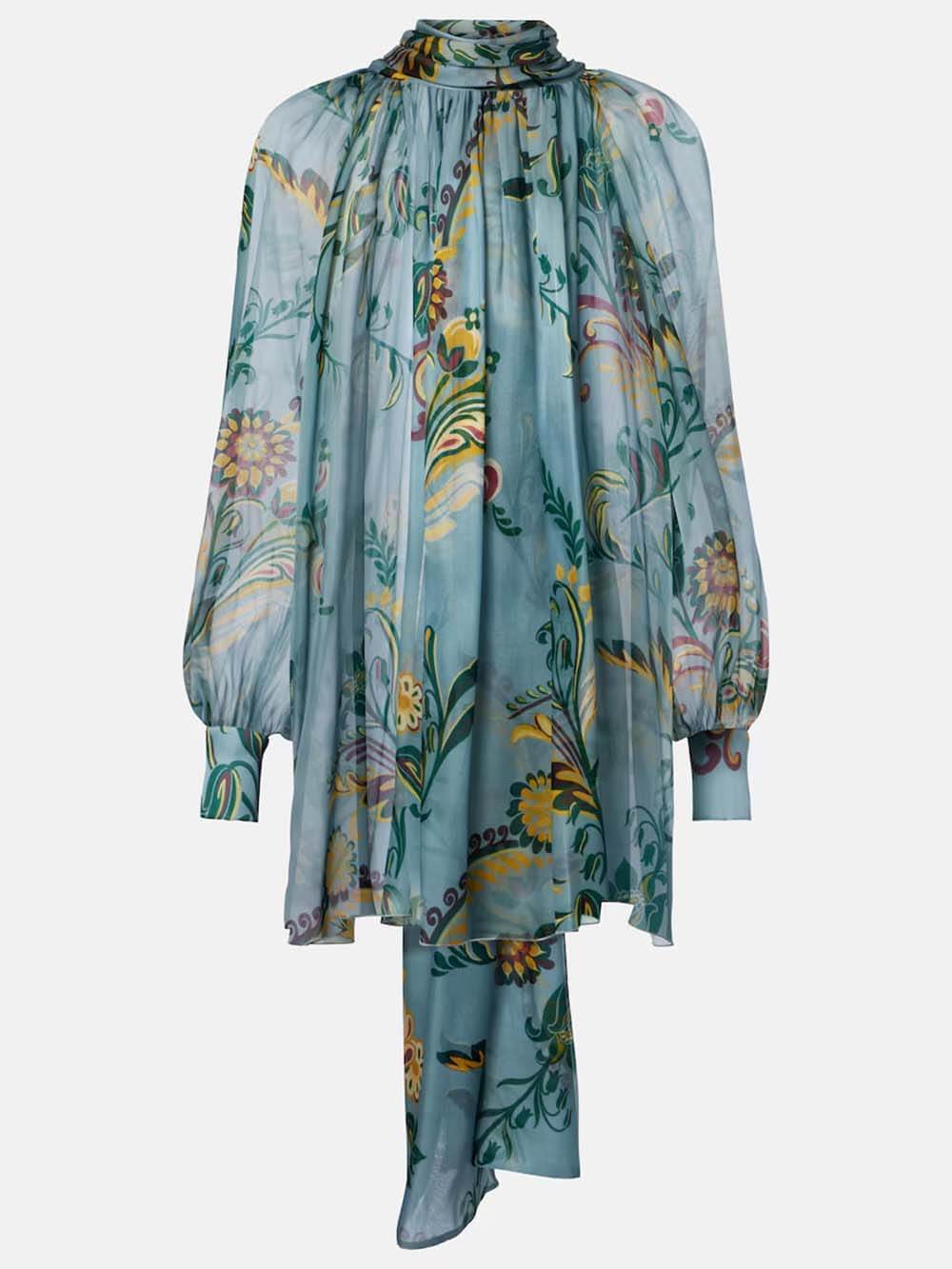 Delicate Floral Pleated Chiffon Blouse High-Waist Straight-Leg Pants Set