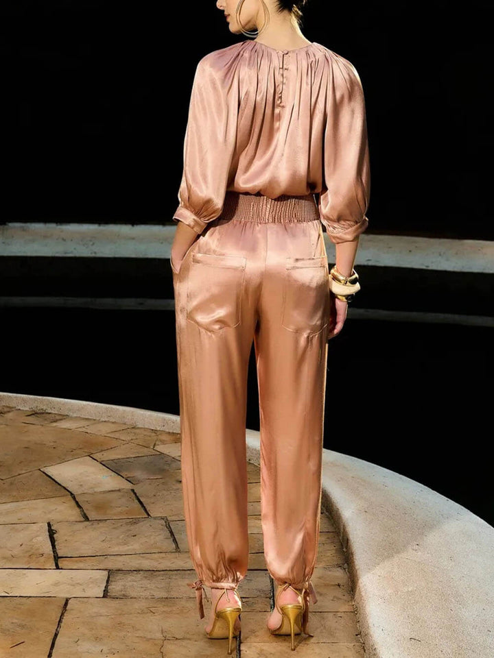 Elegant Ruched Satin Blouse