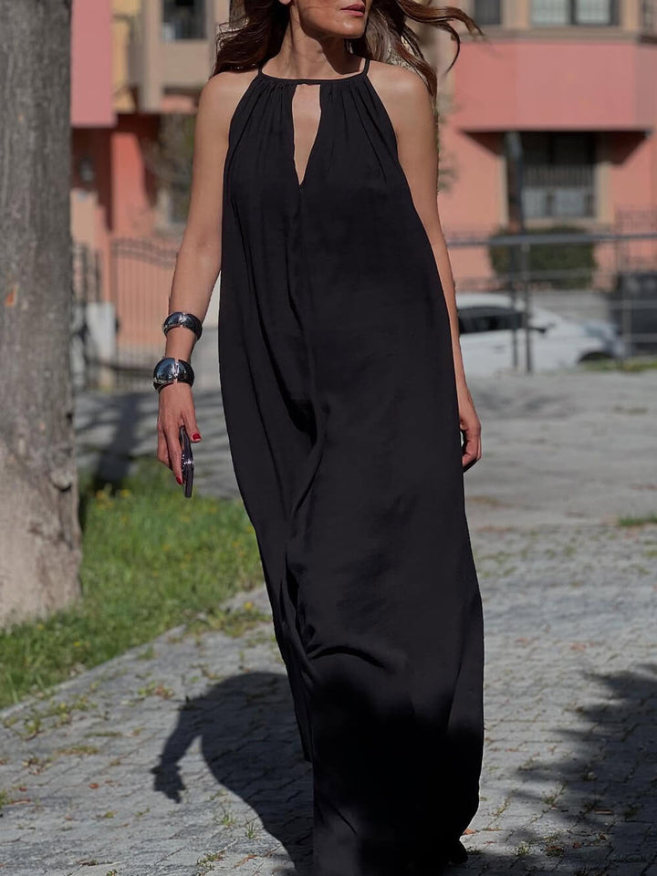 Elegant Off-Shoulder V-Neck A-Line Maxi Dress