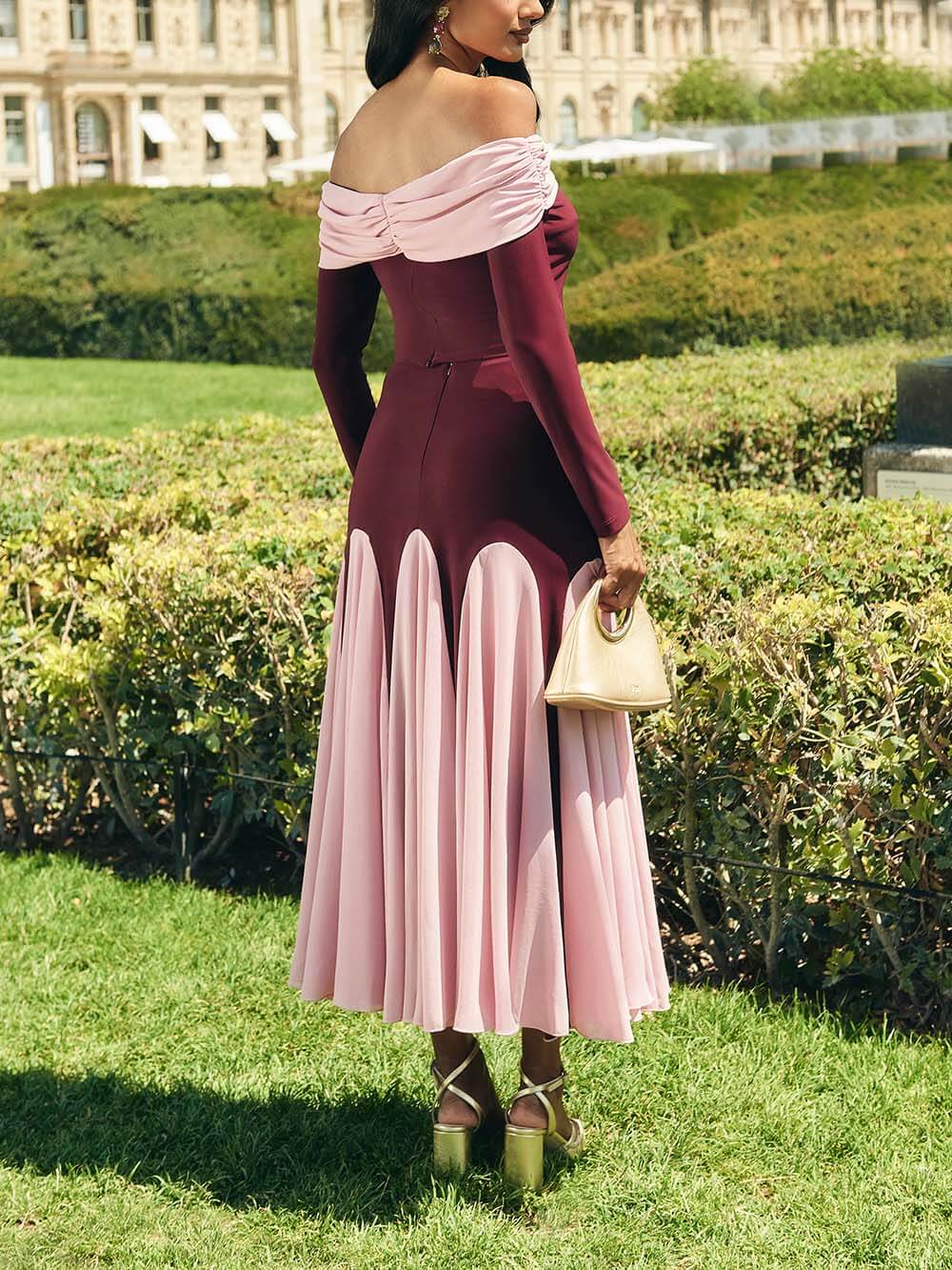Elegant Mesh Two-Tone Panel Skirt