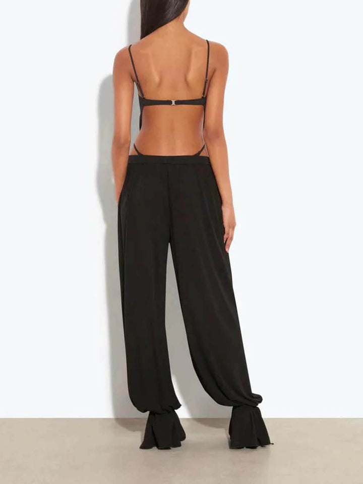 Casual Ruched Pocket Elastic Waistband Pants