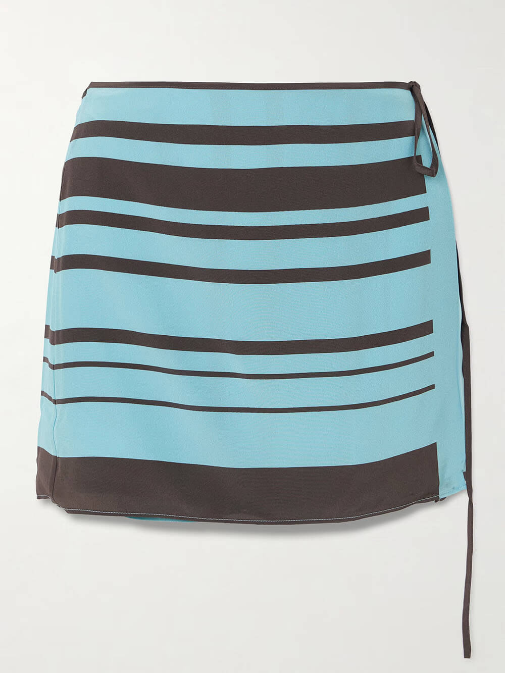 Fashion Striped Print Backless Vest Top And Mini Wrap Skirt Set