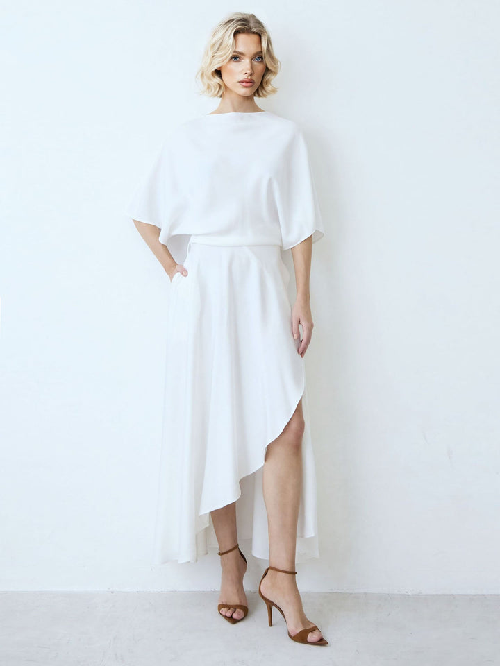 Elegant Irregular Wrap Midi Dress