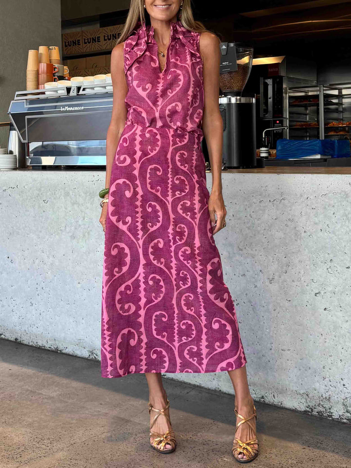 Elegant Ruffled High Neck Sleeveless Top
