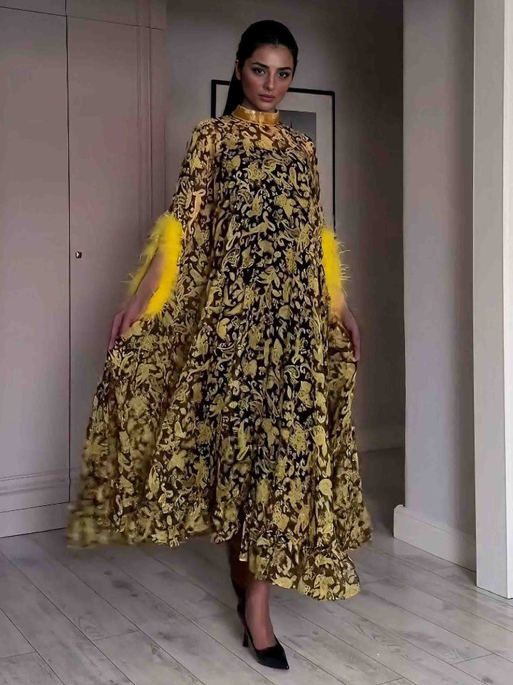 Exquisite Chiffon Printed Kaftan Maxi Drasss