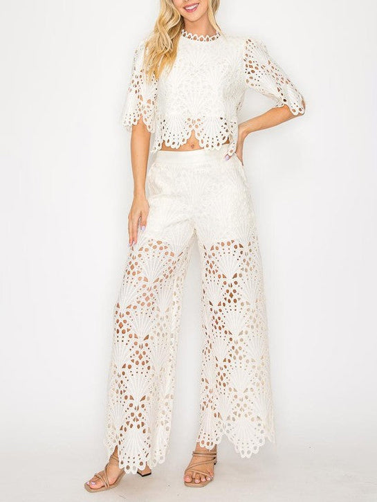 Elegant Lace Cutout Pants