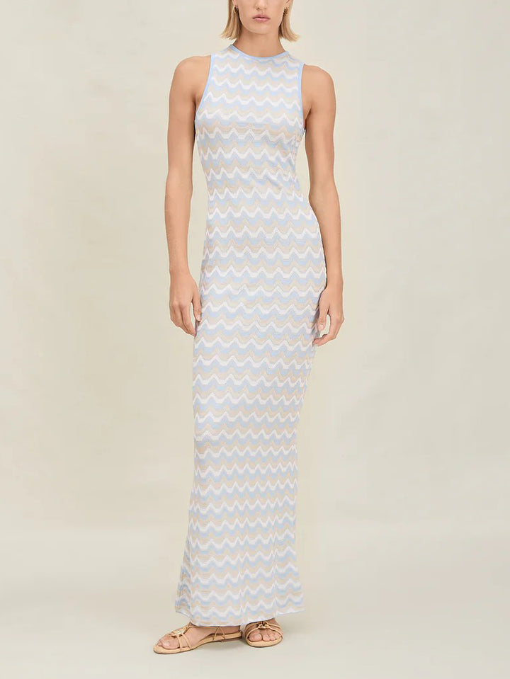 Exquisite Asymmetric Open Back Knitted Maxi Dress