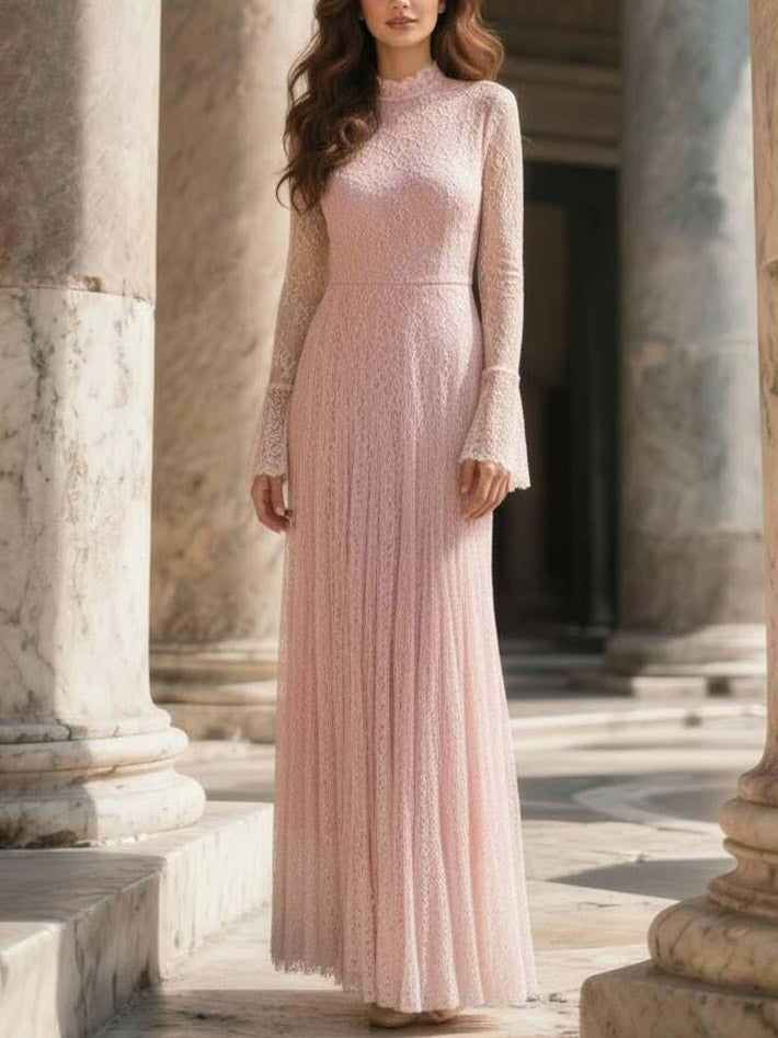 Elegant Lace Bell Sleeve Maxi Dress