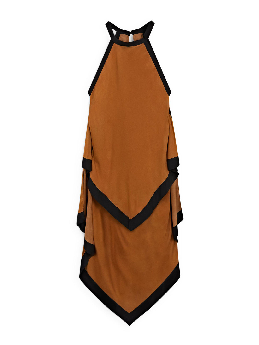 Elegant Color Block Halter Asymmetric Hem Midi Dress
