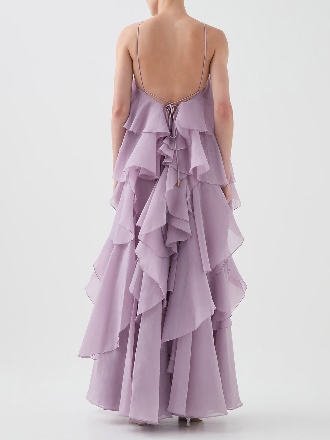 Elegant  3D Flower Ruffle Halter Maxi Dress