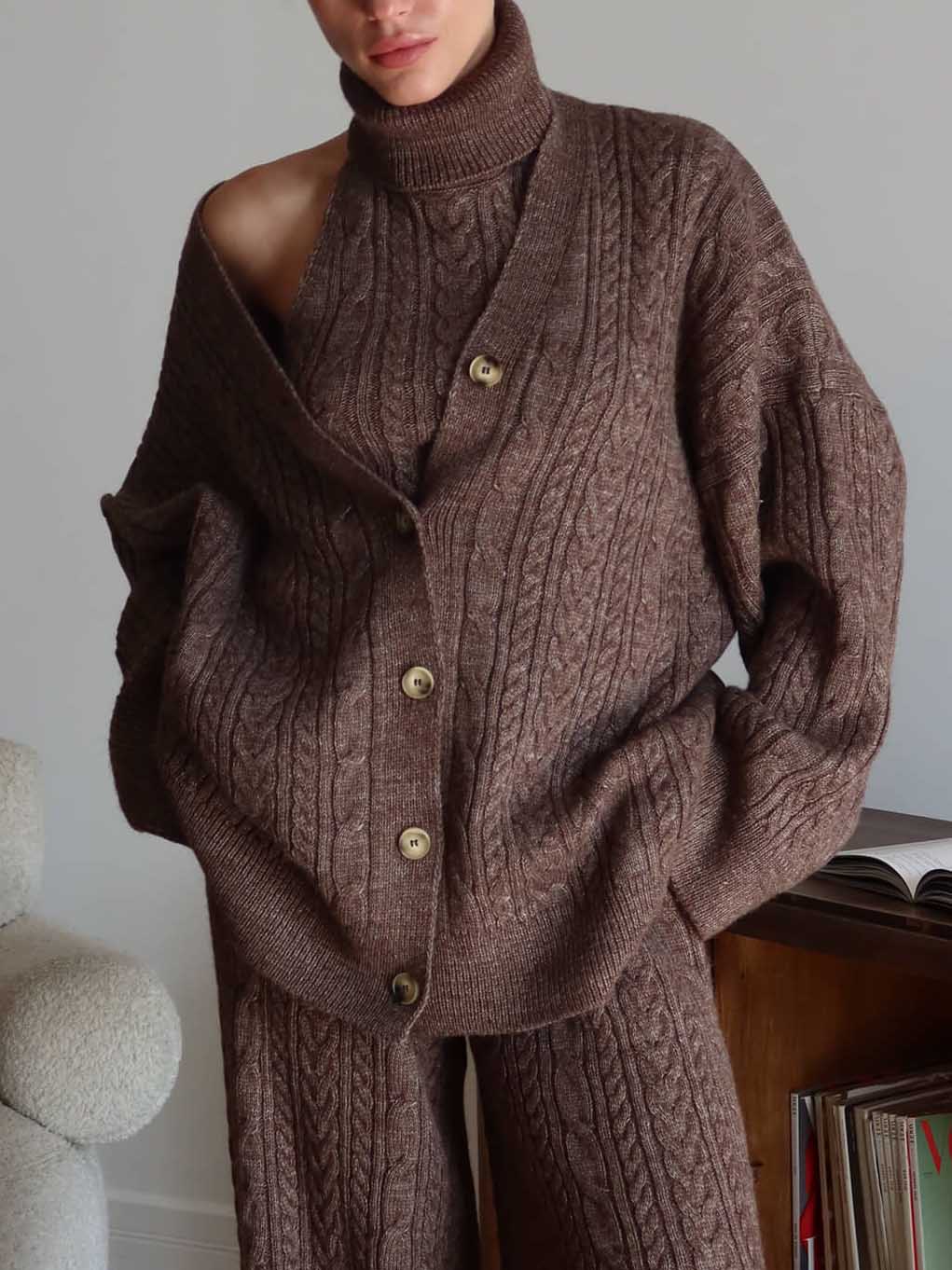 Casual Twist Fashion Wide Leg Woolen Pants