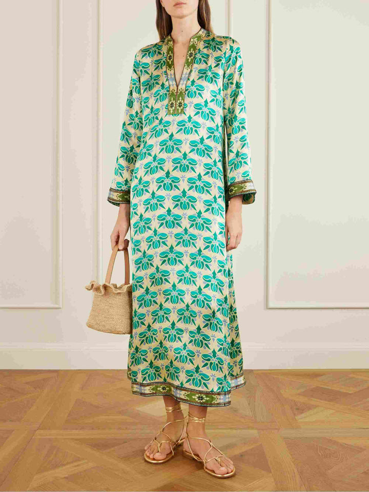 Bohemian Geometric Print Maxi Dress