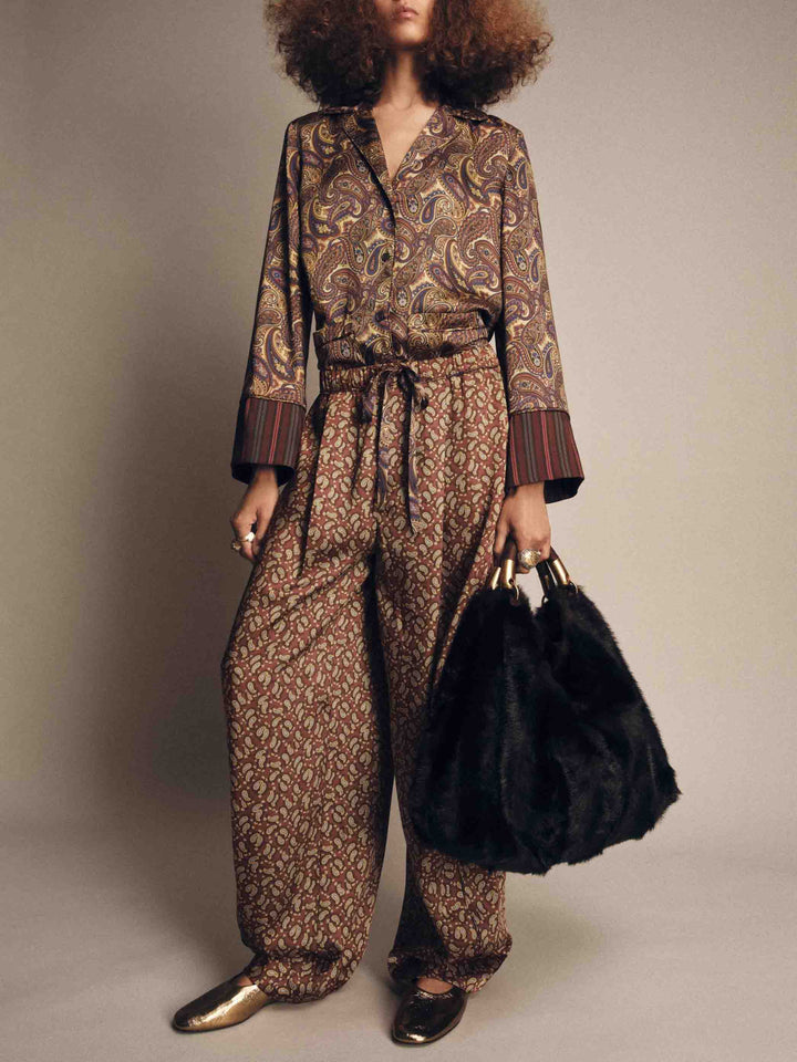 Retro Paisley Print Lapel Shirt