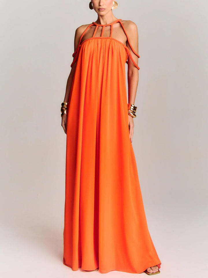 Exquisite Cutout Wide-Strap Maxi Dress