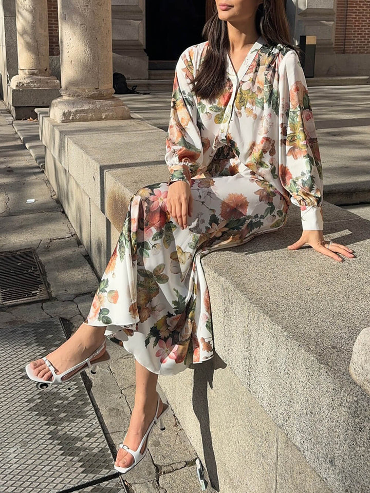 Elegant Floral Print Loose-Fit Button-Up Shirt