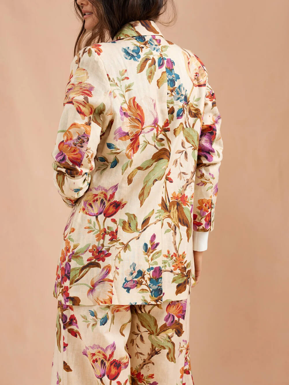 Exquisite Retro Floral Print Lapel Blazer
