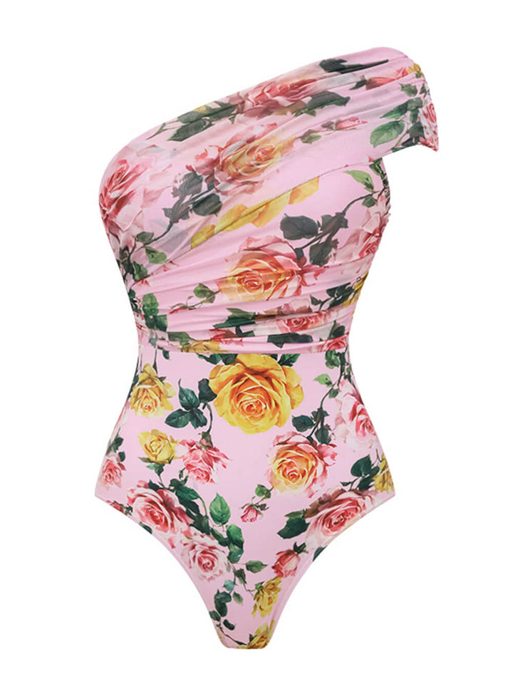 Sexy Printed One-Shoulder One-Piece Swimsuit