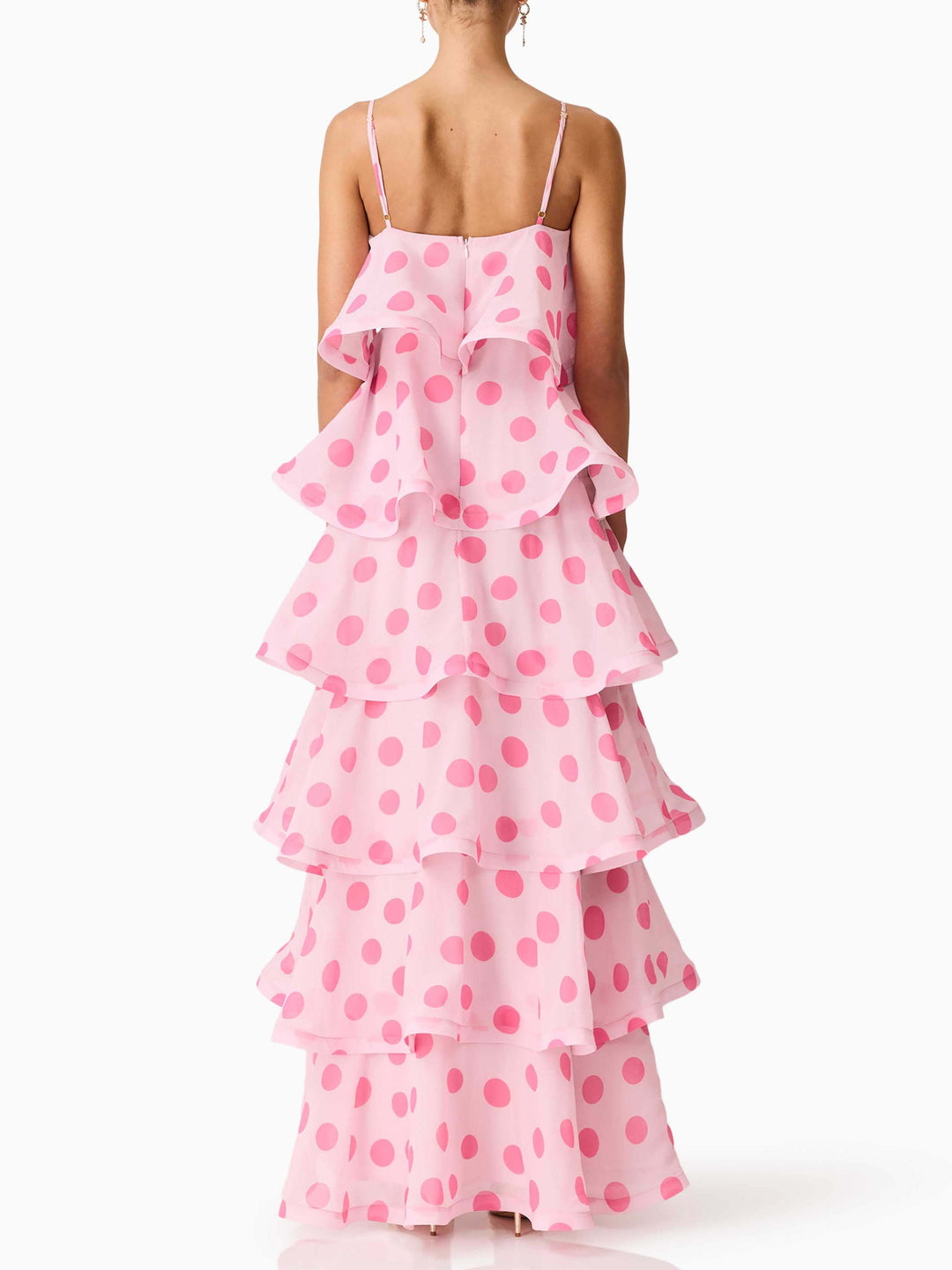 Elegant Polka Dot Tiered Ruffle Maxi Dress