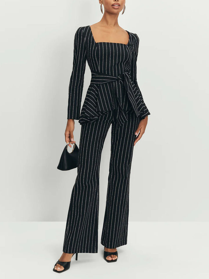 Elegant Striped High Waist Flared Pants
