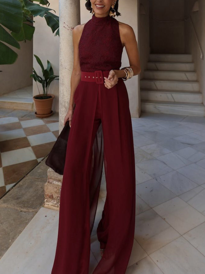 Elegant Lace Halter Neck Jumpsuit