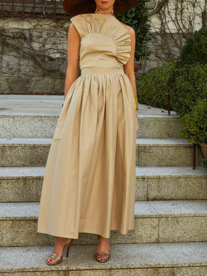 Exquisite Asymmetric One-Shoulder Ruffle Top Two-Piece Set